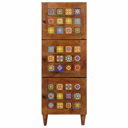 vidaXL Highboard Walnut 40 x 33 x 110 cm Solid Mango Wood 4