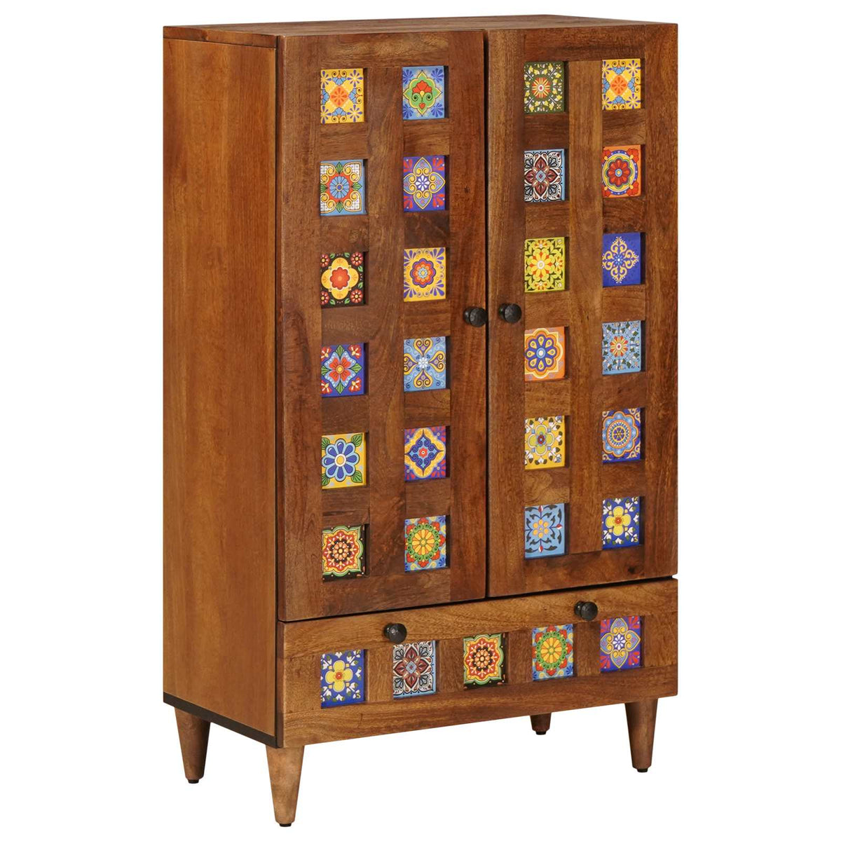 vidaXL Highboard Walnut 60 x 33.5 x 100 cm Solid Mango Wood 2