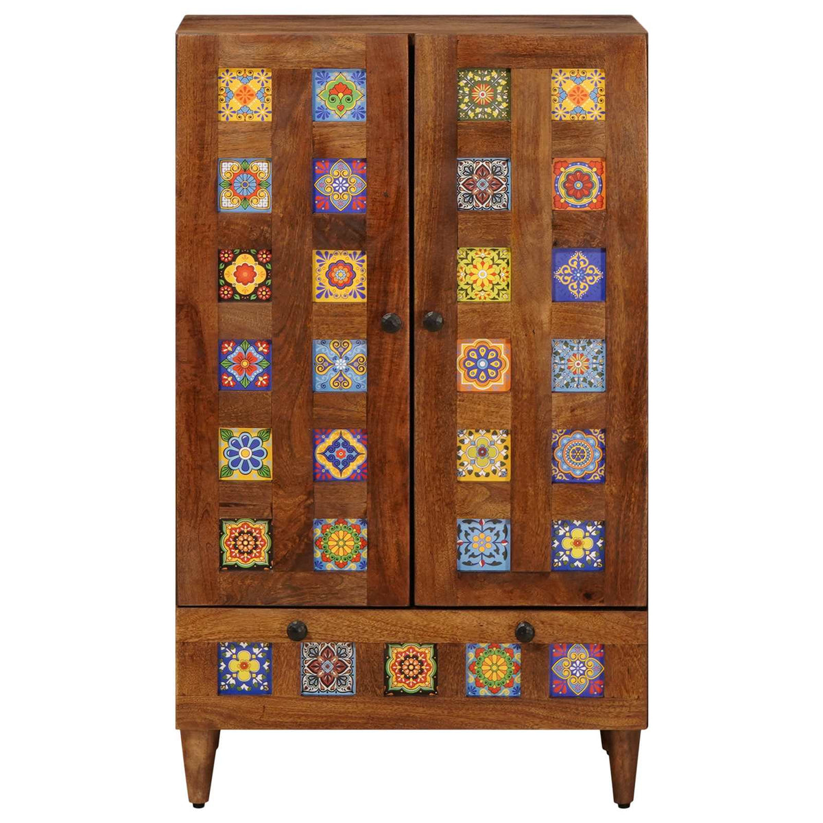 vidaXL Highboard Walnut 60 x 33.5 x 100 cm Solid Mango Wood 4