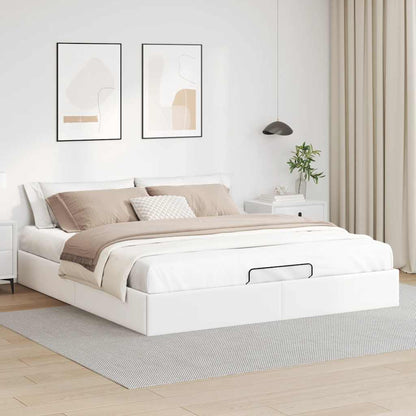 vidaXL Ottoman Bed Frame without Mattress White Super King Faux Leather 3