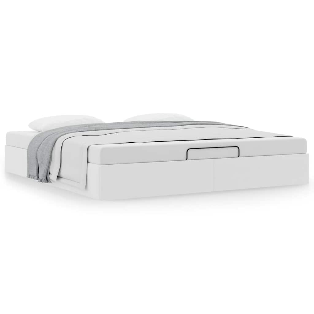 vidaXL Ottoman Bed Frame without Mattress White Super King Faux Leather 4