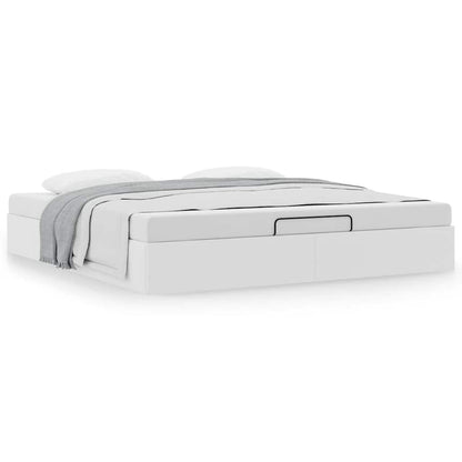 vidaXL Ottoman Bed Frame without Mattress White Super King Faux Leather 4