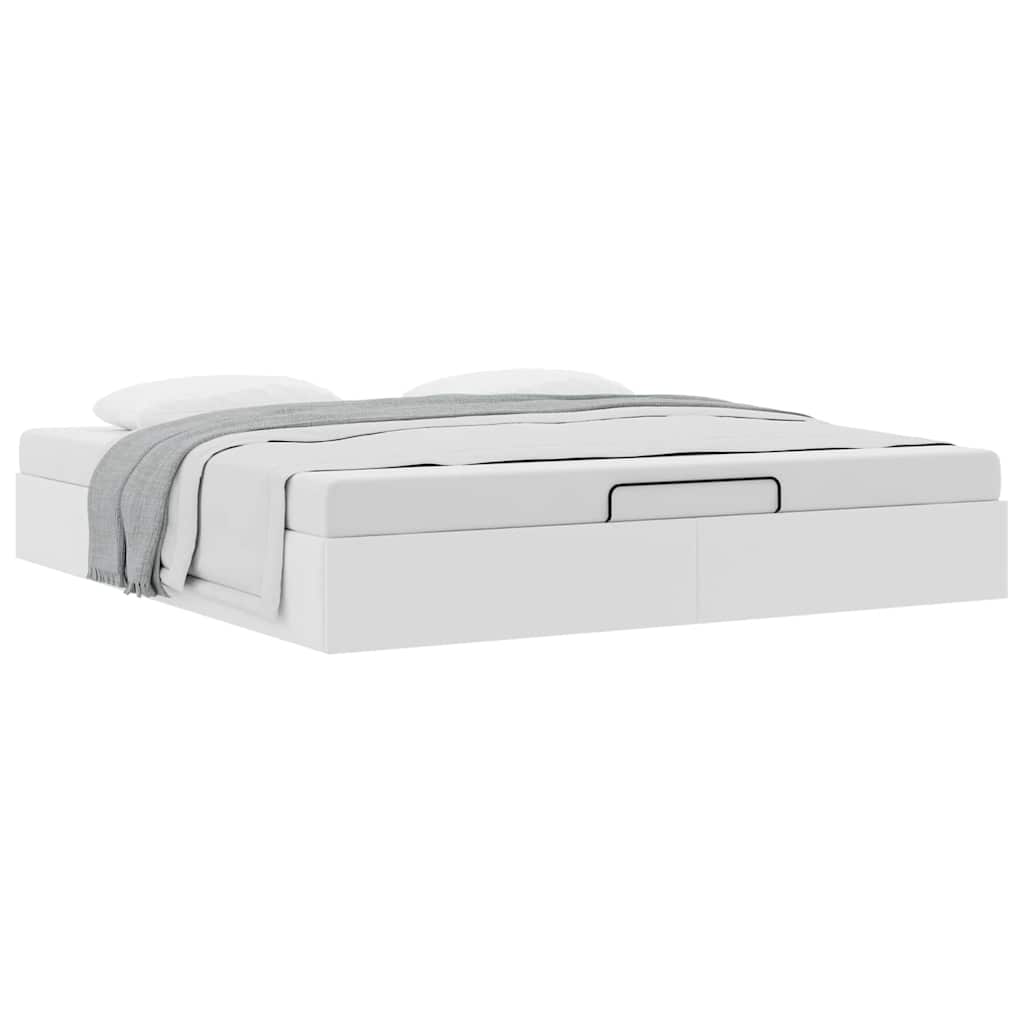 vidaXL Ottoman Bed Frame without Mattress White Super King Faux Leather 5