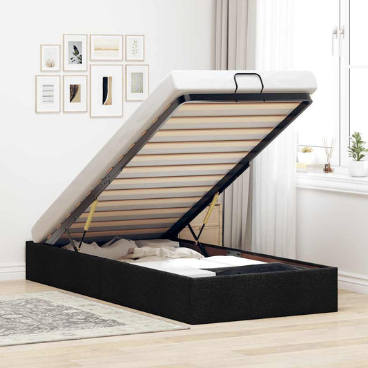 Ottoman Bed Frame without Mattress Single Fabric Black 3FT Single