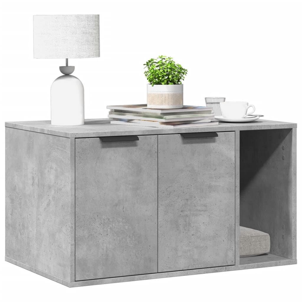 Cat Litter Box Enclosure Engineered Wood Right-side Door Height 45 cm Concrete grey 80 cm 50 cm