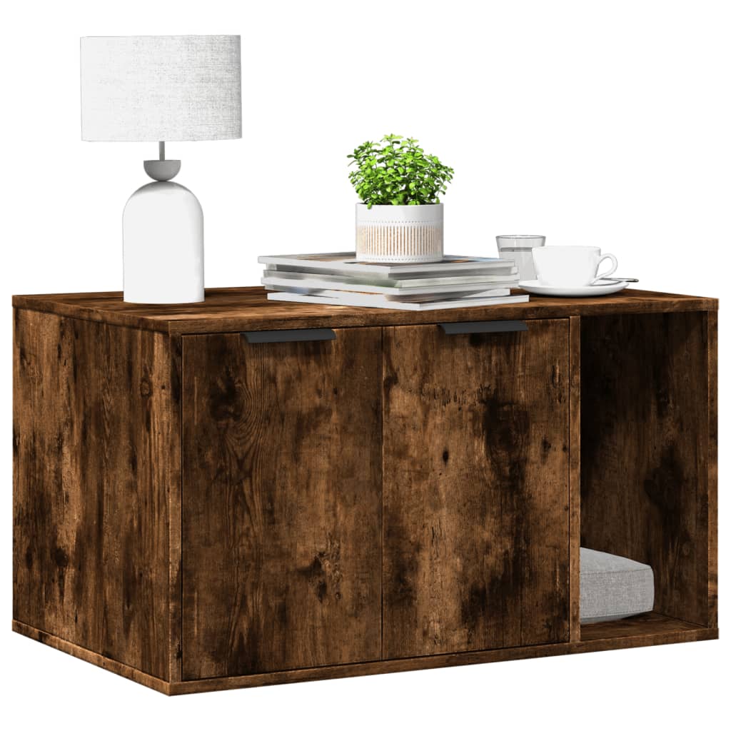 Cat Litter Box Enclosure Engineered Wood Right-side Door Height 45 cm Smoked oak 80 cm 50 cm