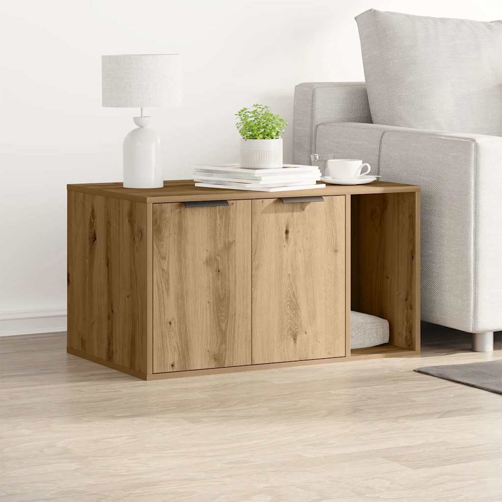 Cat Litter Box Enclosure Engineered Wood Right-side Door Height 45 cm Oak 80 cm 50 cm