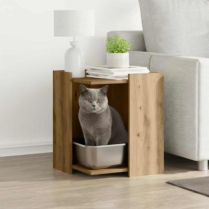 Cat Litter Box Enclosure Engineered Wood Artisan oak 42 cm 42 cm