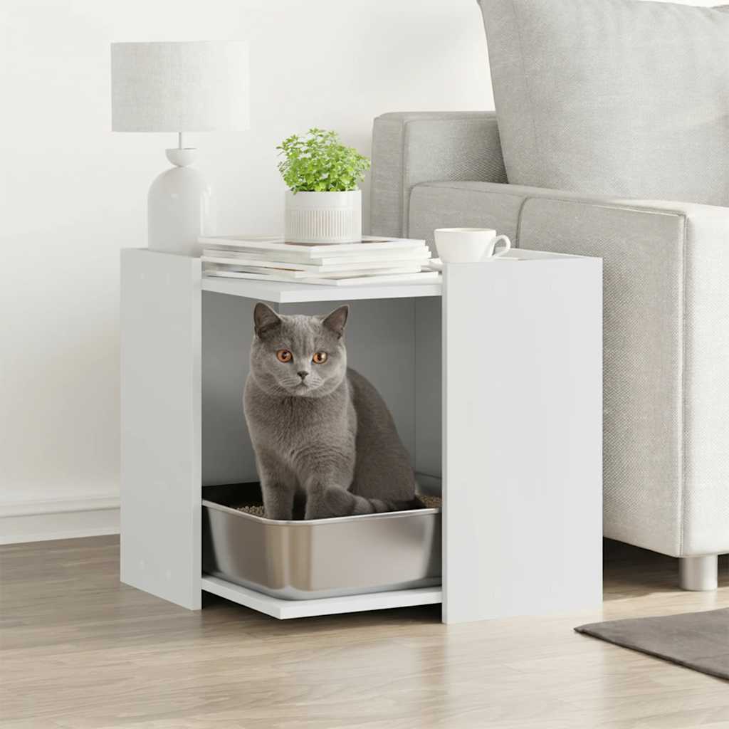 Cat Litter Box Enclosure Engineered Wood White 53 cm 53 cm