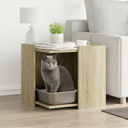 Cat Litter Box Enclosure Engineered Wood Sonoma oak 53 cm 53 cm