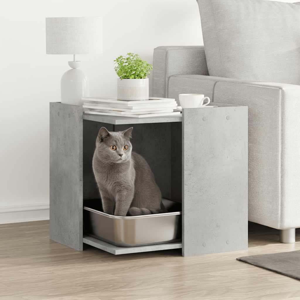 Cat Litter Box Enclosure Engineered Wood Concrete grey 53 cm 53 cm