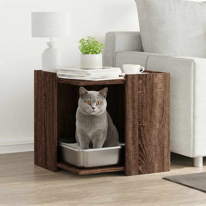 Cat Litter Box Enclosure Engineered Wood Brown oak 53 cm 53 cm