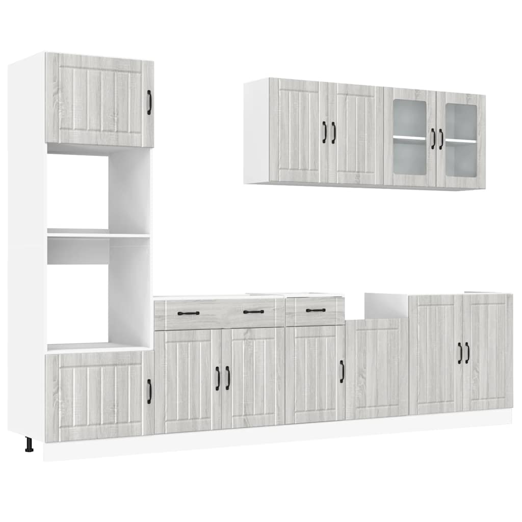 7 Piece Kitchen Cabinet Set "Kalmar" Engineered Wood Grey sonoma