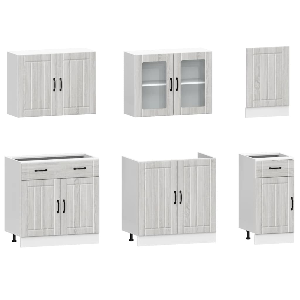 7 Piece Kitchen Cabinet Set "Kalmar" Engineered Wood Grey sonoma