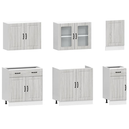 7 Piece Kitchen Cabinet Set "Kalmar" Engineered Wood Grey sonoma