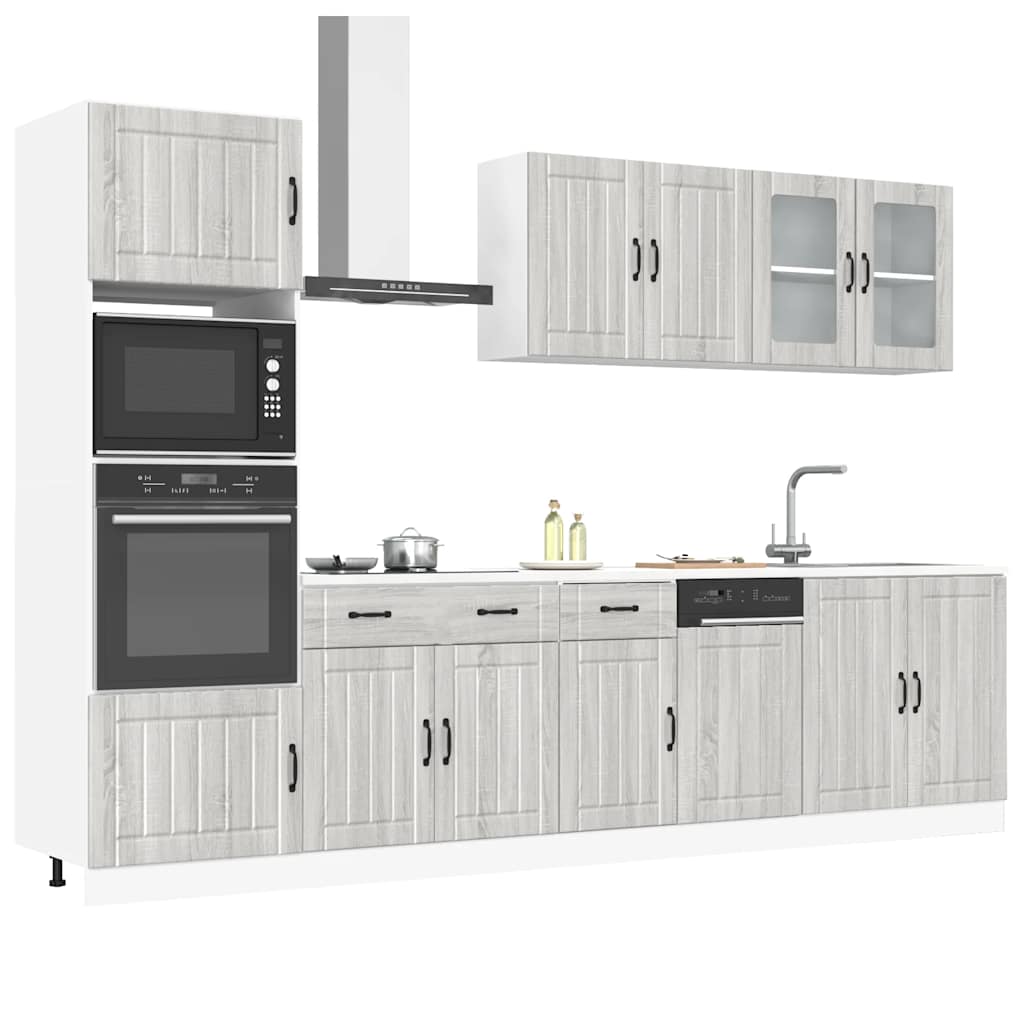 7 Piece Kitchen Cabinet Set "Kalmar" Engineered Wood Grey sonoma