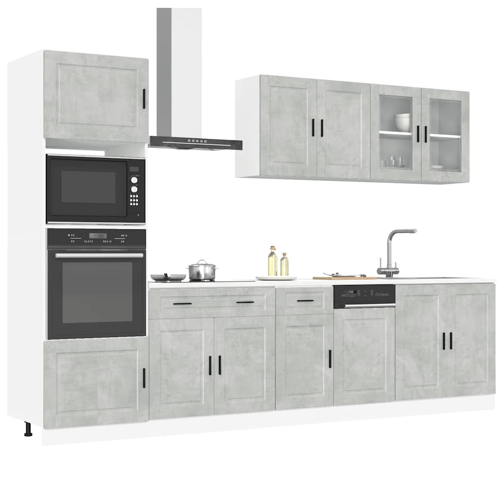 7 Piece Kitchen Cabinet Set "Porto" Engineered Wood Concrete grey