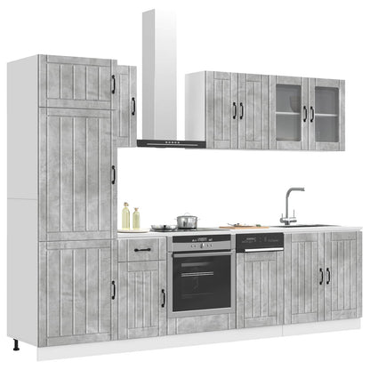 8 Piece Kitchen Cabinet Set "Lucca" Engineered Wood Concrete grey