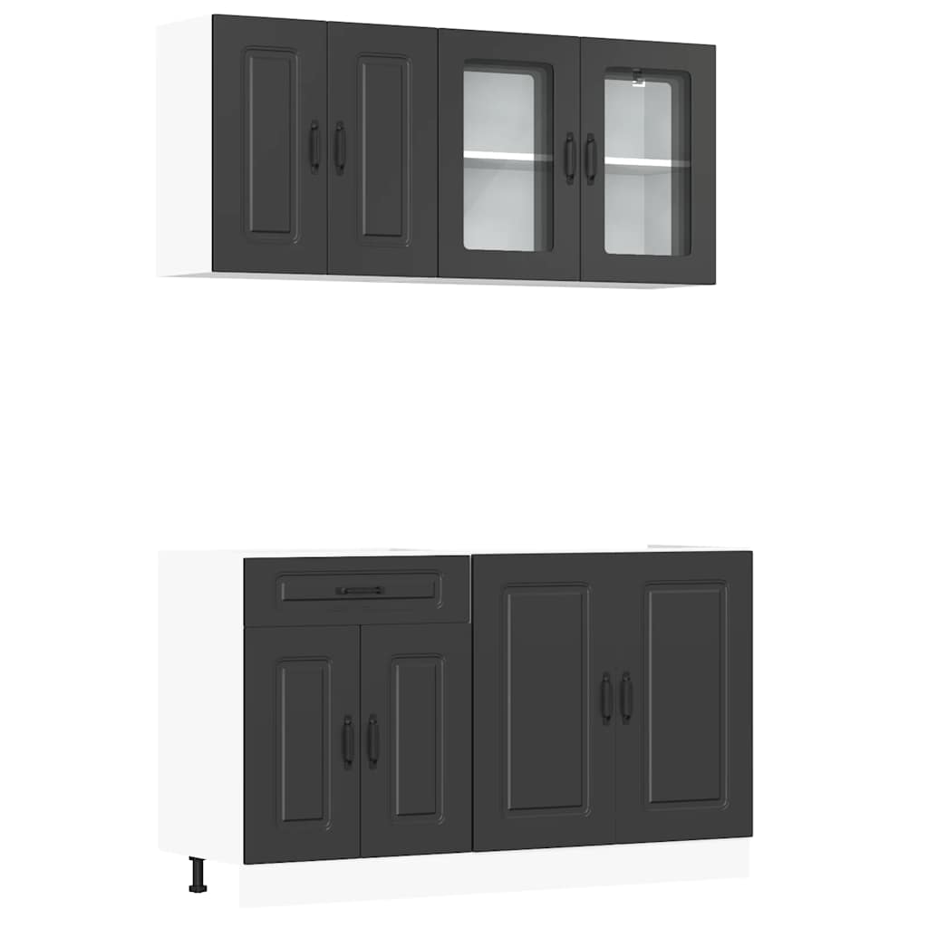 vidaXL 4 Piece Kitchen Cabinet Set "Kalmar" Black Engineered Wood 2
