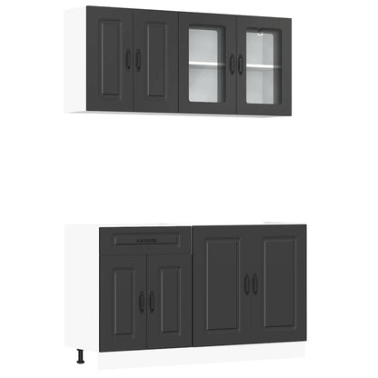 vidaXL 4 Piece Kitchen Cabinet Set "Kalmar" Black Engineered Wood 2