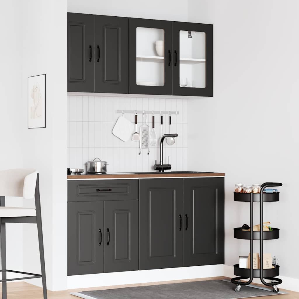 vidaXL 4 Piece Kitchen Cabinet Set "Kalmar" Black Engineered Wood 3