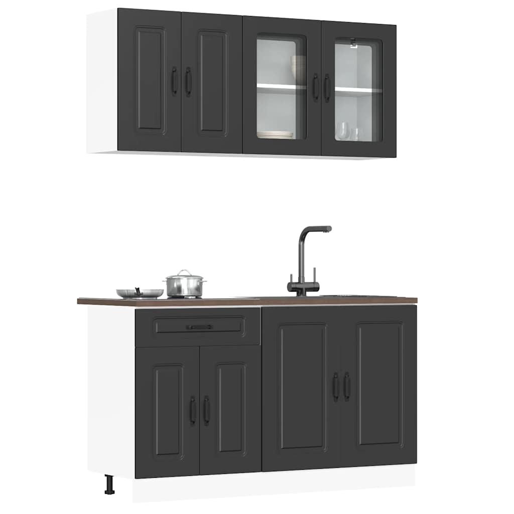 vidaXL 4 Piece Kitchen Cabinet Set "Kalmar" Black Engineered Wood 1