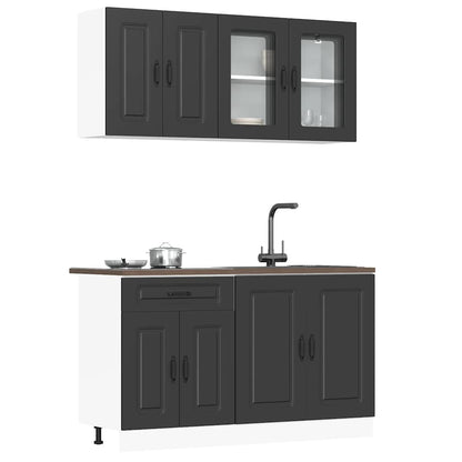 vidaXL 4 Piece Kitchen Cabinet Set "Kalmar" Black Engineered Wood 1