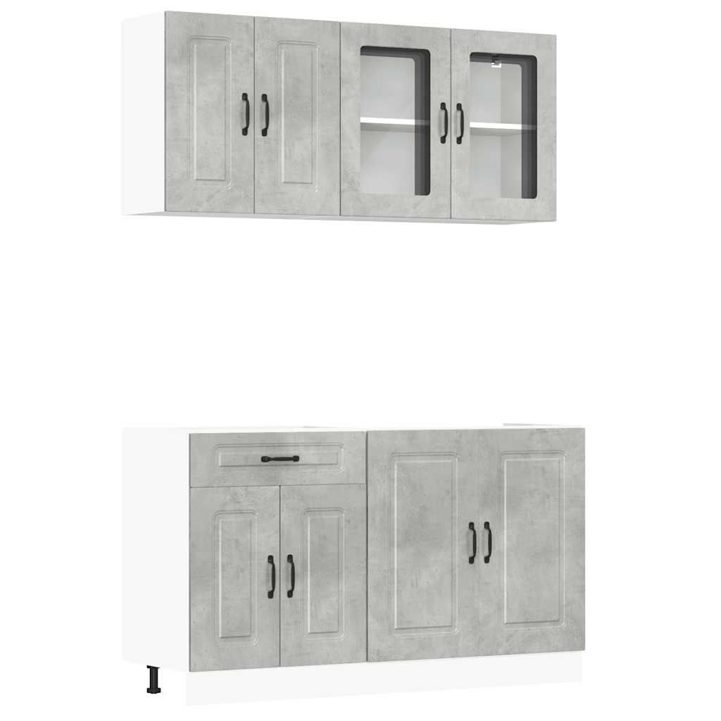 vidaXL 4 Piece Kitchen Cabinet Set "Kalmar" Concrete Grey 2
