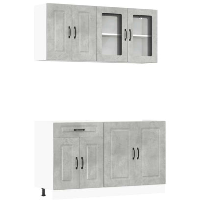 vidaXL 4 Piece Kitchen Cabinet Set "Kalmar" Concrete Grey 2