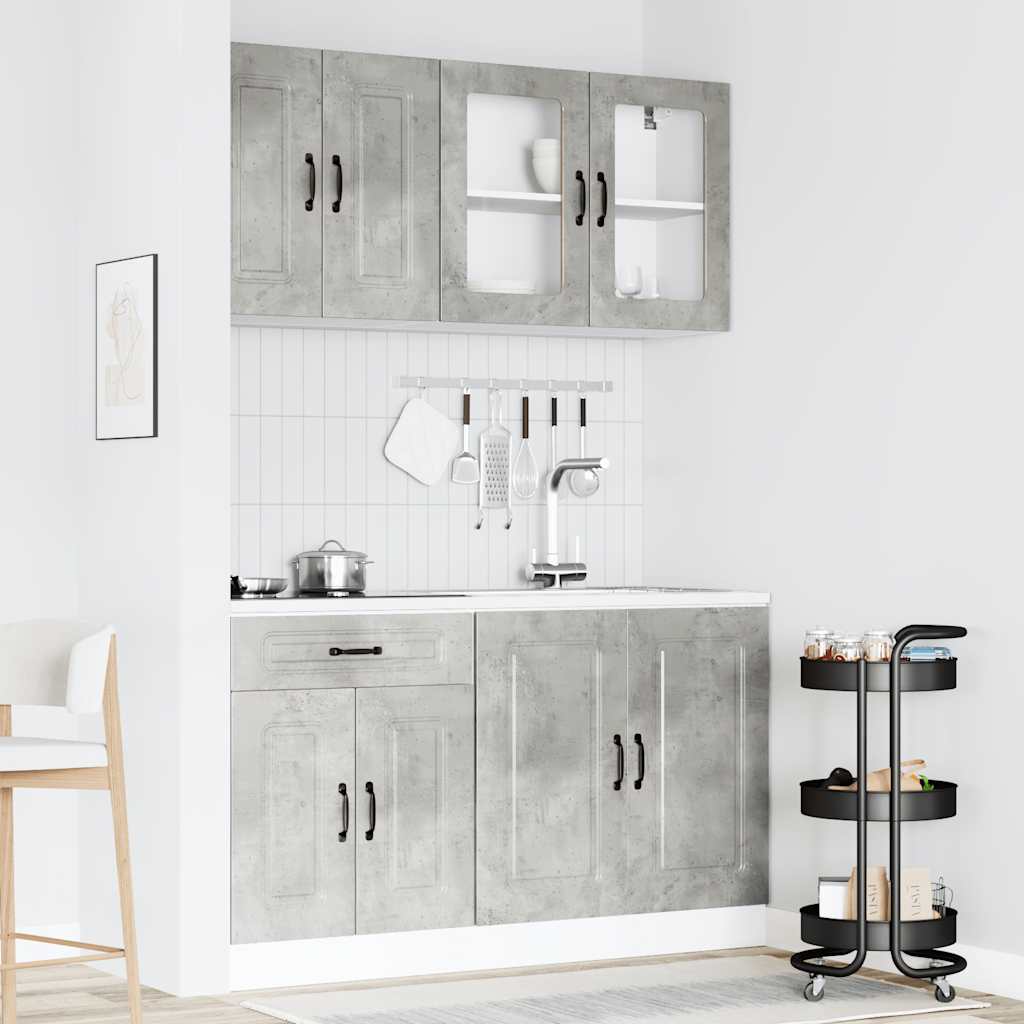 vidaXL 4 Piece Kitchen Cabinet Set "Kalmar" Concrete Grey 3