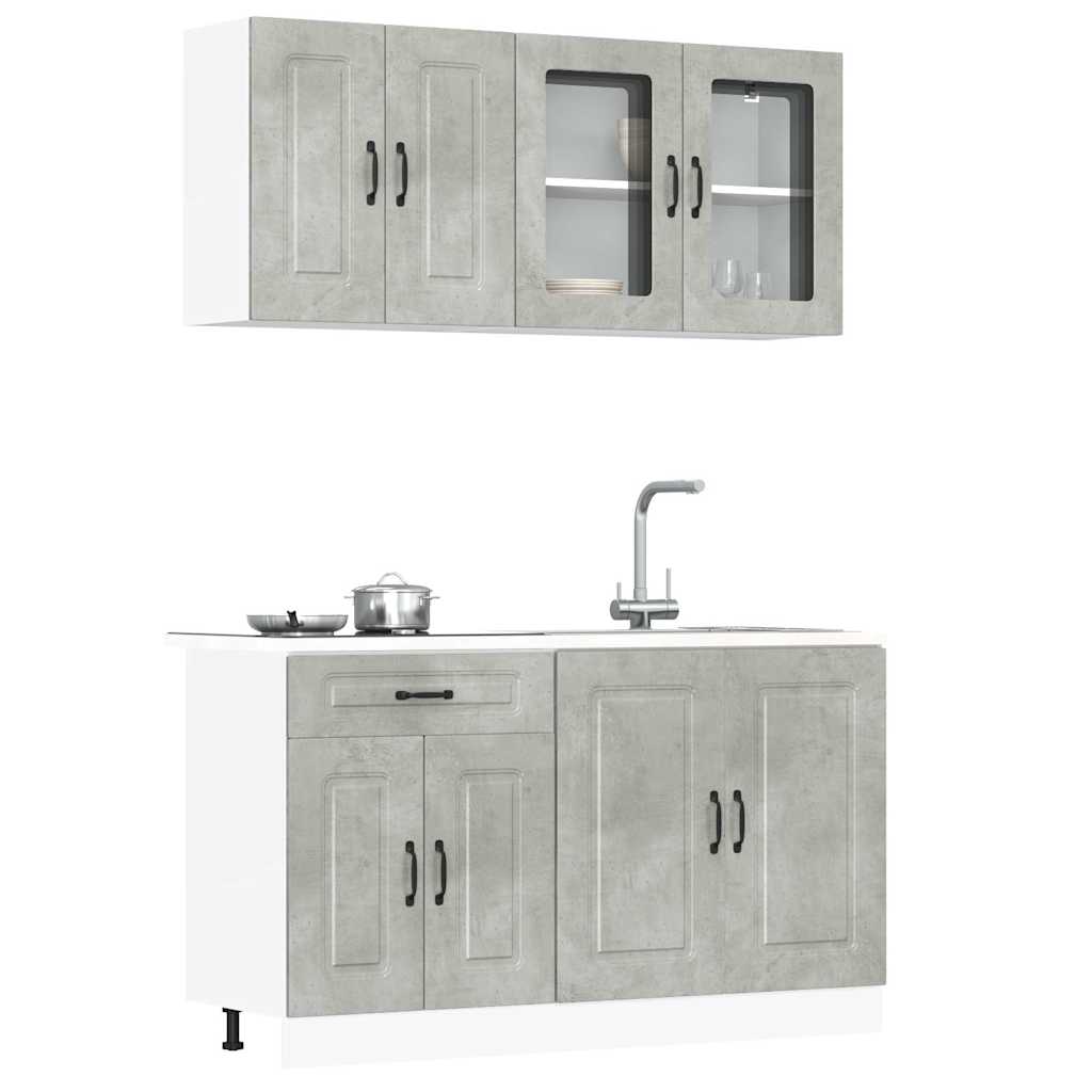 vidaXL 4 Piece Kitchen Cabinet Set "Kalmar" Concrete Grey 1