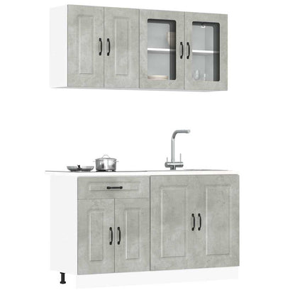 vidaXL 4 Piece Kitchen Cabinet Set "Kalmar" Concrete Grey 1