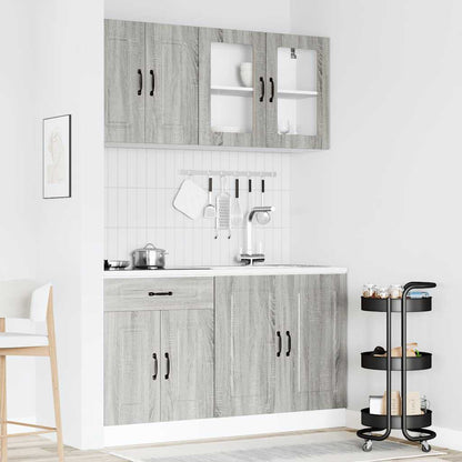 4 Piece Kitchen Cabinet Set "Kalmar" Engineered Wood Grey sonoma