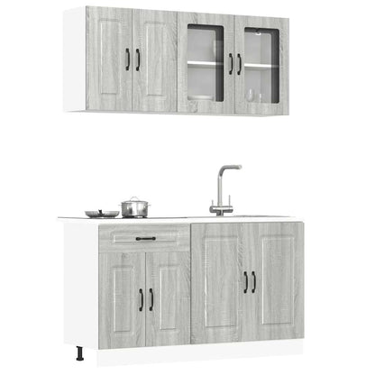4 Piece Kitchen Cabinet Set "Kalmar" Engineered Wood Grey sonoma