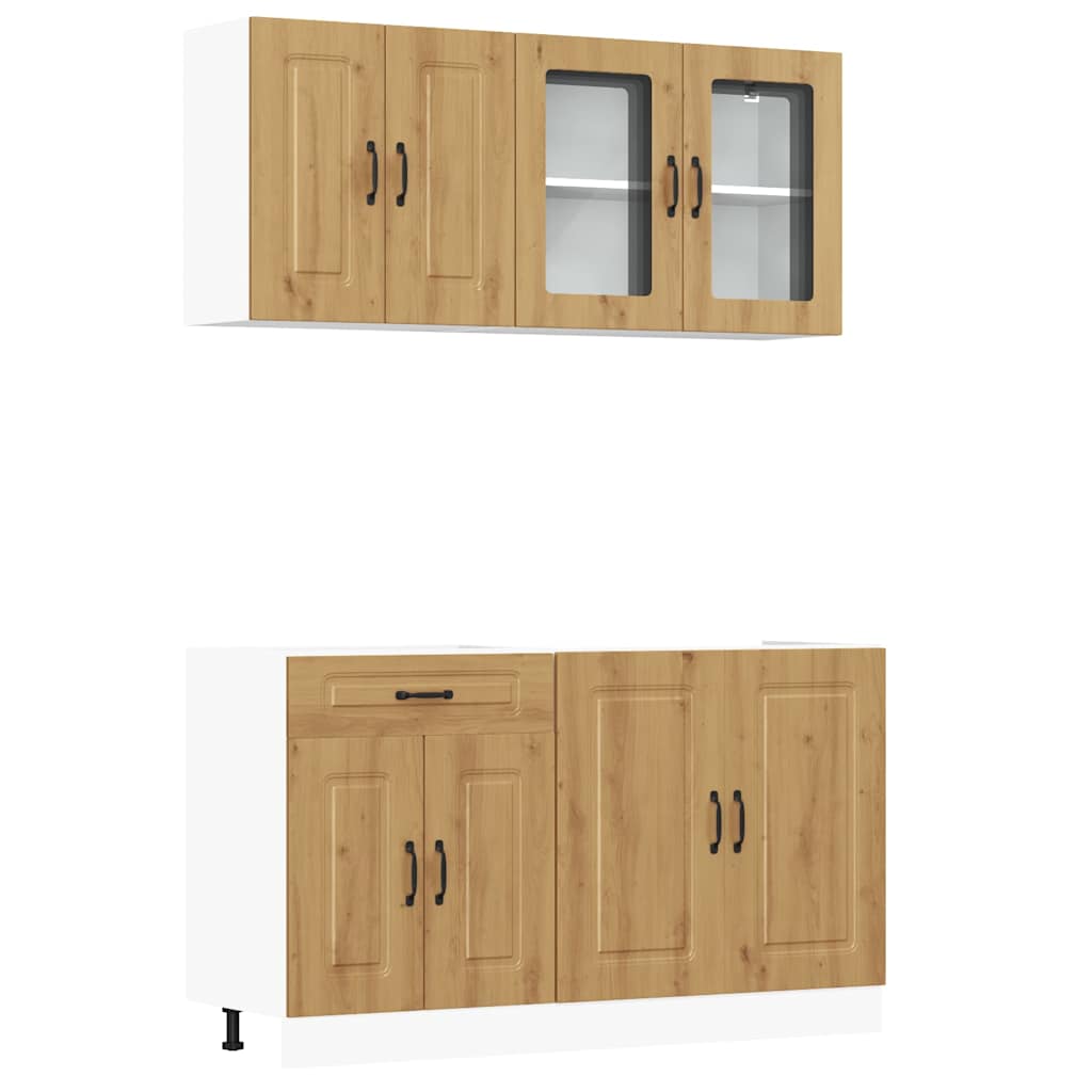 vidaXL 4 Piece Kitchen Cabinet Set "Kalmar" Artisan Oak Engineered Wood 2