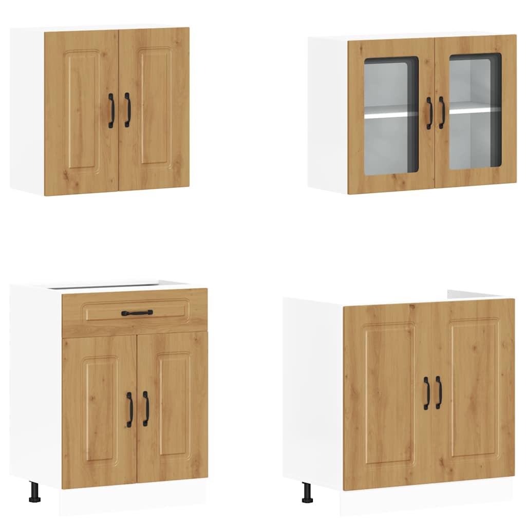 vidaXL 4 Piece Kitchen Cabinet Set "Kalmar" Artisan Oak Engineered Wood 4