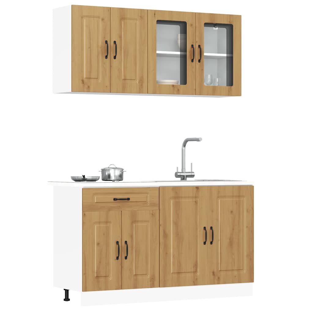 vidaXL 4 Piece Kitchen Cabinet Set "Kalmar" Artisan Oak Engineered Wood 1