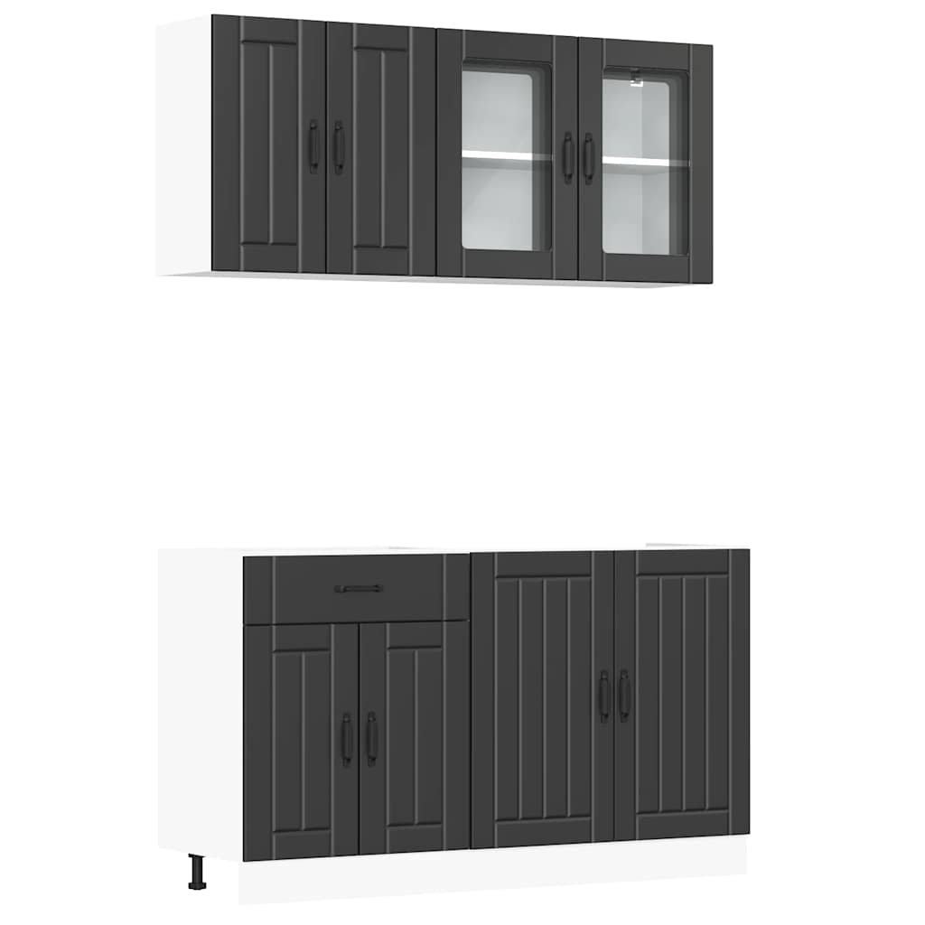 vidaXL 4 Piece Kitchen Cabinet Set "Lucca" Black Engineered Wood 2
