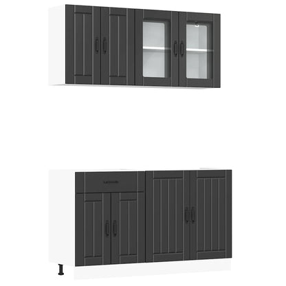 vidaXL 4 Piece Kitchen Cabinet Set "Lucca" Black Engineered Wood 2