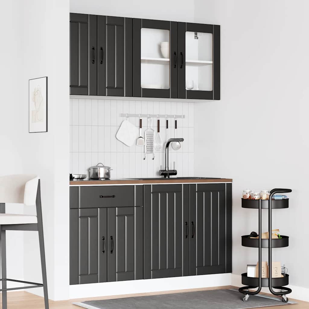vidaXL 4 Piece Kitchen Cabinet Set "Lucca" Black Engineered Wood 3