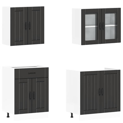 vidaXL 4 Piece Kitchen Cabinet Set "Lucca" Black Engineered Wood 4