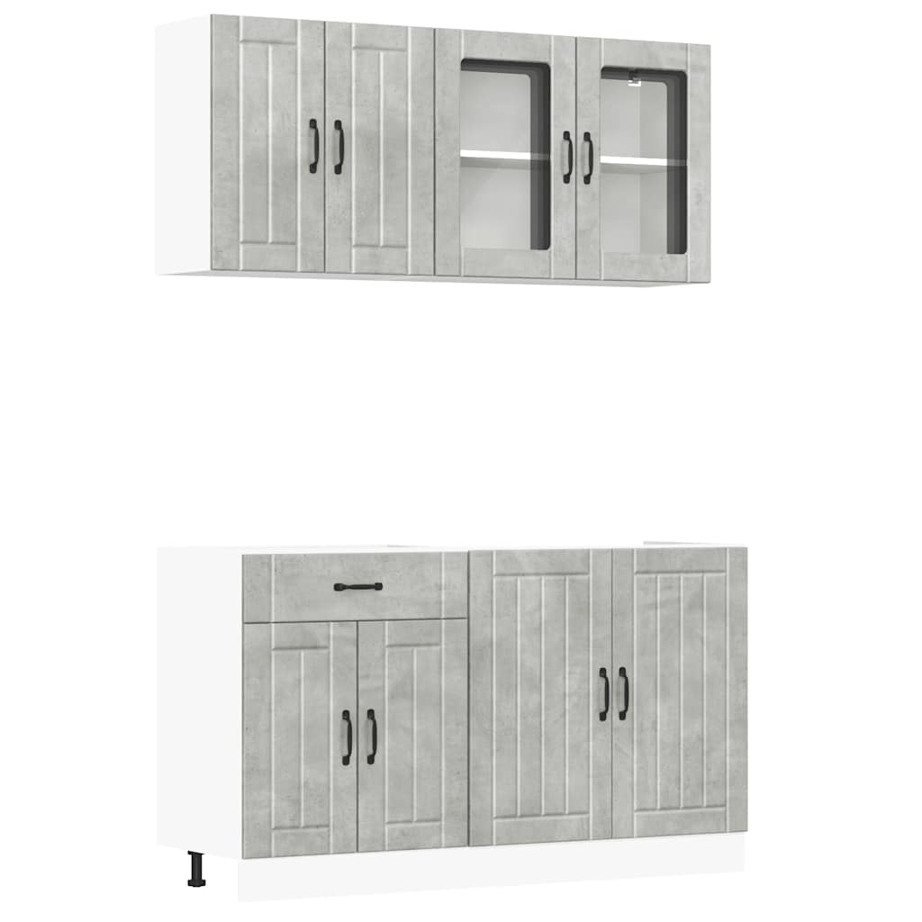 vidaXL 4 Piece Kitchen Cabinet Set "Lucca" Concrete Grey Engineered Wood 2