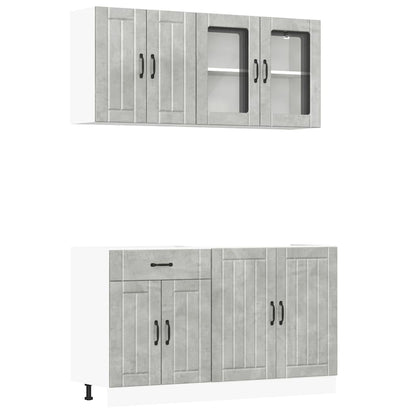 vidaXL 4 Piece Kitchen Cabinet Set "Lucca" Concrete Grey Engineered Wood 2