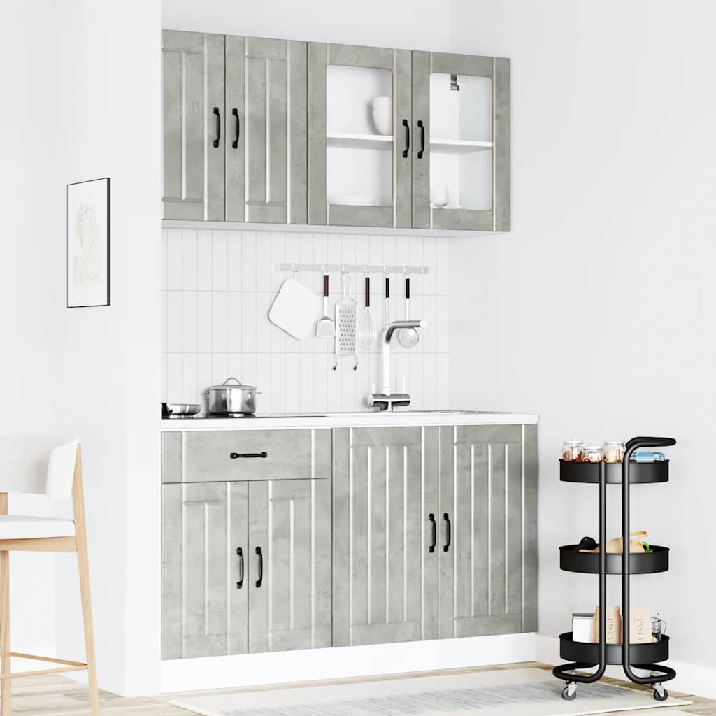 vidaXL 4 Piece Kitchen Cabinet Set "Lucca" Concrete Grey Engineered Wood 3
