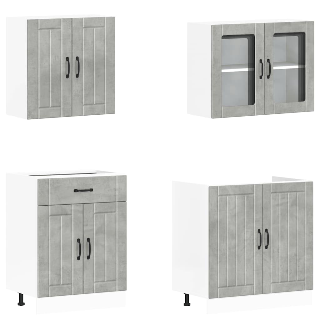 vidaXL 4 Piece Kitchen Cabinet Set "Lucca" Concrete Grey Engineered Wood 4