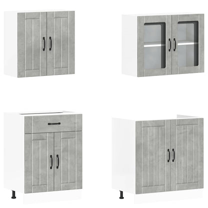 vidaXL 4 Piece Kitchen Cabinet Set "Lucca" Concrete Grey Engineered Wood 4