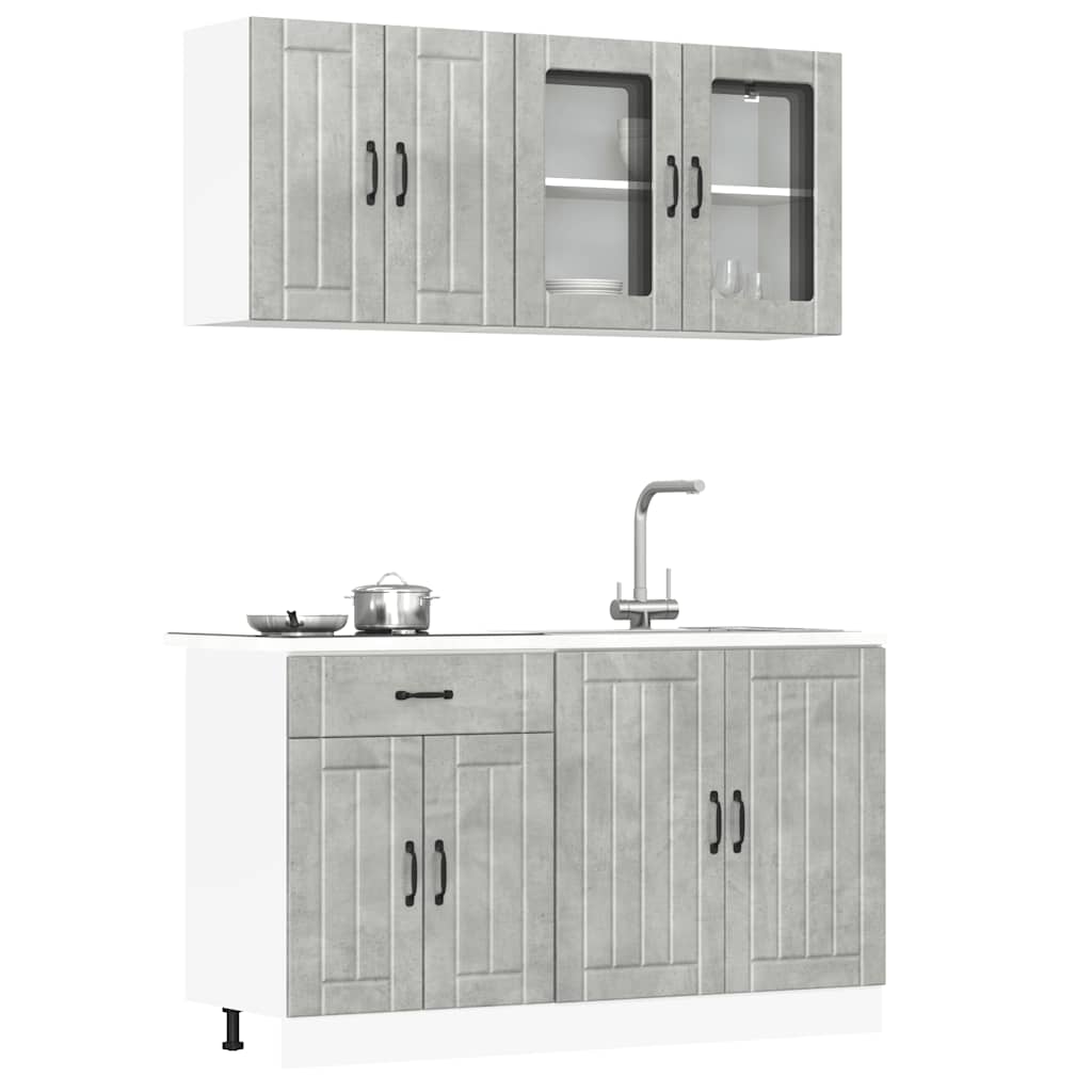 vidaXL 4 Piece Kitchen Cabinet Set "Lucca" Concrete Grey Engineered Wood 1