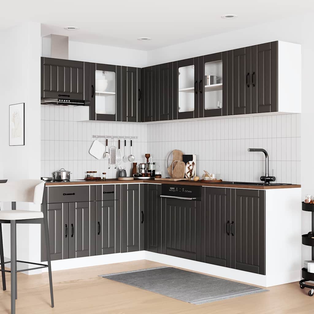 11 Piece Kitchen Cabinet Set "Lucca" Engineered Wood Black