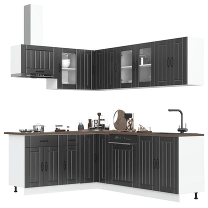 11 Piece Kitchen Cabinet Set "Lucca" Engineered Wood Black