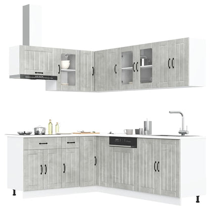 11 Piece Kitchen Cabinet Set "Lucca" Engineered Wood Concrete grey